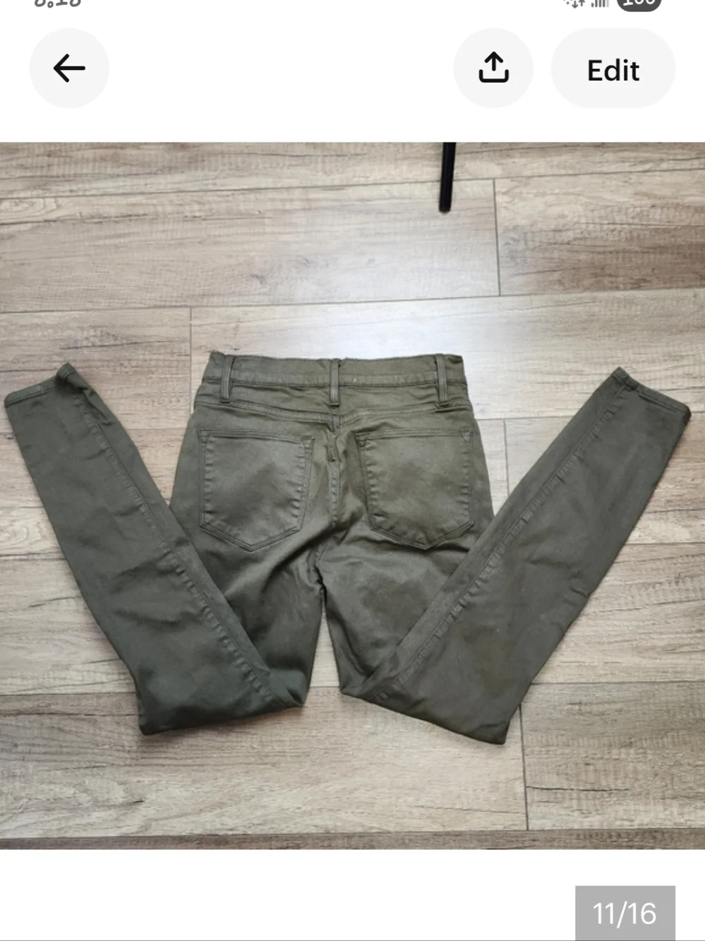 Frame denim Women Le High Skinny LHSKCT465 mid rise khaki Green Coated jeans 26 - Picture 11 of 16